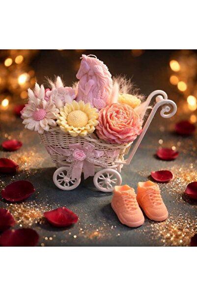 victiny Floral arrangement of scented soy wax flowers and dried flowers and w...