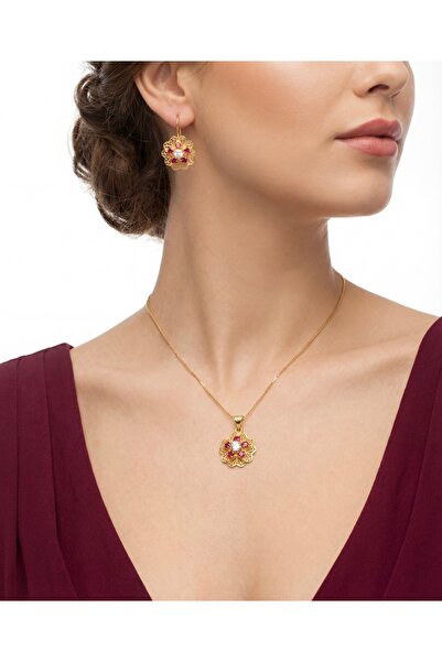 Çelikoğlu Kuyumculuk 14 AYAR ALTIN PEMBE RENKLİ GÜL SET