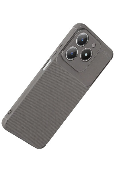 isiltikidsmoda غطاء كربوني من نيو فيس لهاتف ريلمي سي 61 مع تركيز تلقائي - رمادي