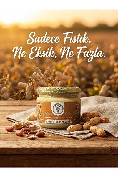 ayes gıda %100 Yerli Fıstık Ezmesi 300g - Şekersiz, Vegan, Glutensiz (Sade)