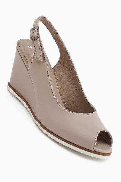 Limoya Marly Genuine Leather Mink Wedge Heeled Women's Sandals