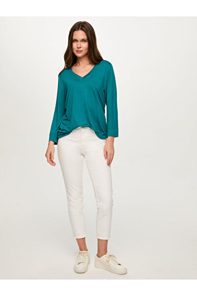 Faik Sönmez V Yaka 3/4 Kol T-Shırt S26TSH005