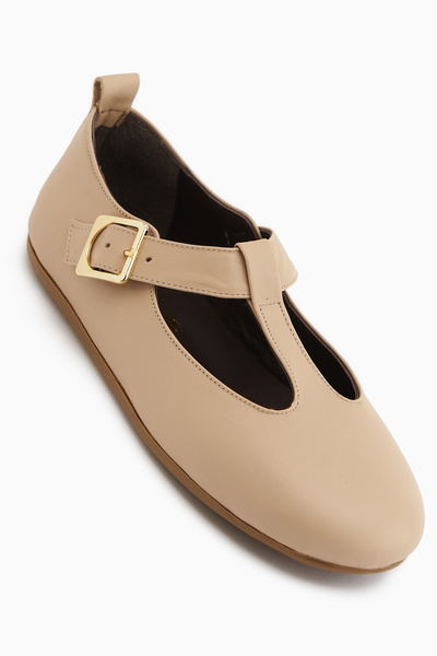 Limoya Γυναικείες μπαλαρίνες Danni από γνήσιο δέρμα με ζώνη