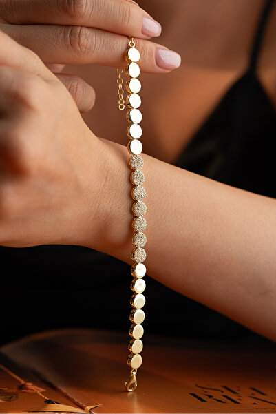 Silvano Jewelry 925 Ayar Gümüş Yuvarlak Taşlı Model Bileklik