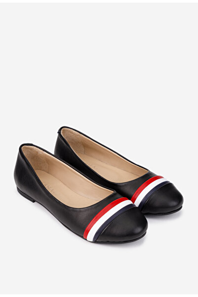 Dasha Balerini dama din piele naturala neagra cu detalii colorate