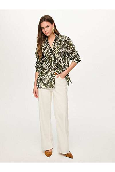 Faik Sönmez Yaprak Desen Uzun Kol Pamuk Vual Gömlek S26GML041