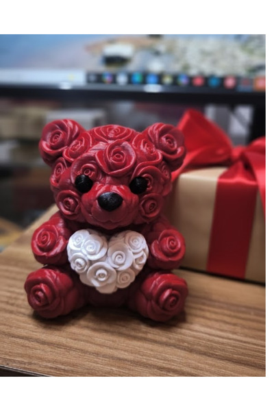 CT STONES 10 cm Ursuleț 3D care ține o inimă, cadou decorativ de Ziua Îndrăgo...