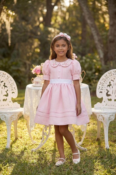 Alesayi_kids Eid dress with a collar, sizes 3 to 7 years