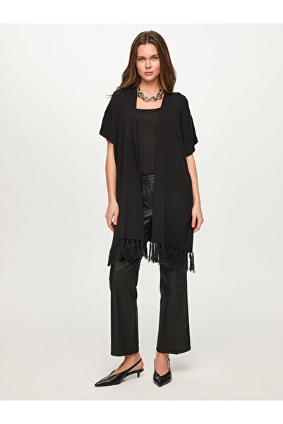 Faik Sönmez Eteği Püsküllü Triko Yelek Hırka S26TRH009