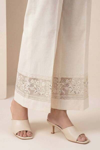 Nishat Linen Embroidered Trousers - PE 26-638