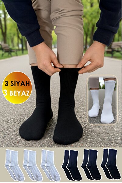 YASYAS 6 Pairs Unisex Tennis College Cotton Long Sports Socks