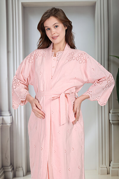 Lohussa New Season Powder Fisto Linen Dressing Gown Special Design Summer Cot...