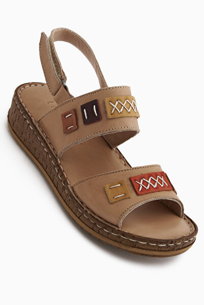 Limoya Loreta Genuine Leather Mink Double Strap Women's Sandals