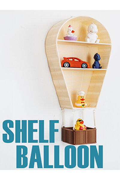 Della Sıcak Hava Balonu Duvar Rafı 32 cm Çocuk Odası Rafı Bebek Odası Dekorat...