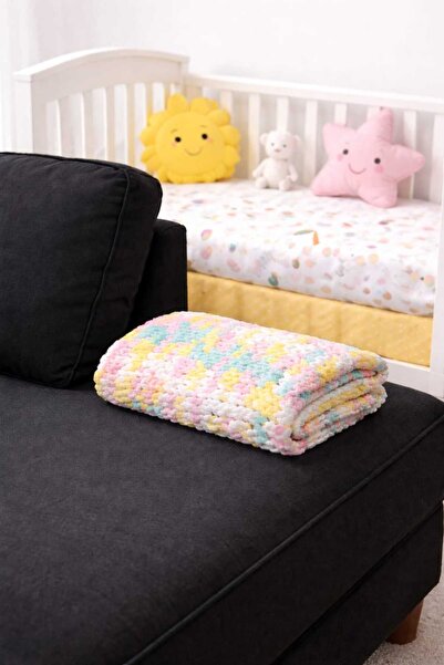 Alize Puffy Αφράτη κουβέρτα, Μωρά, Μοναδικό, Χειροποίητο πλεκτό, 75*90 εκ., Π...