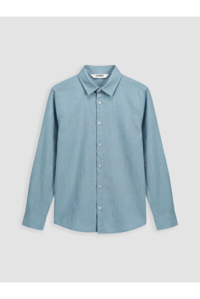 LC Waikiki Cămașă albastră cu mânecă lungă pentru băieți poplin