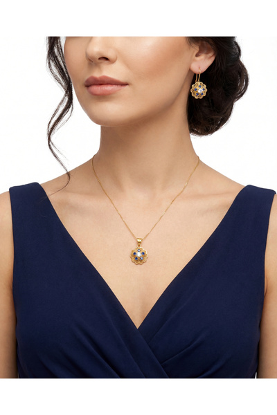 Çelikoğlu Kuyumculuk 14 AYAR ALTIN MAVİ TAŞLI SEt