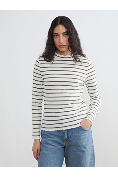 LC Waikiki Rmz Gi̇yi̇m Farkliyla Ruffled Judge Roba Collar Striped Women's Bo...