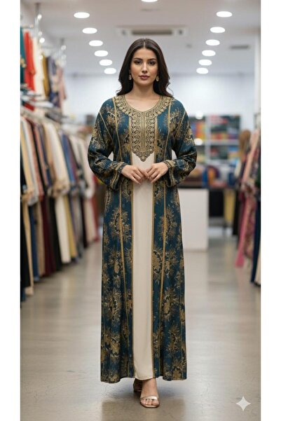 Generic Shine in dark olive (petrol) color with luxurious gold patterns, a ro...