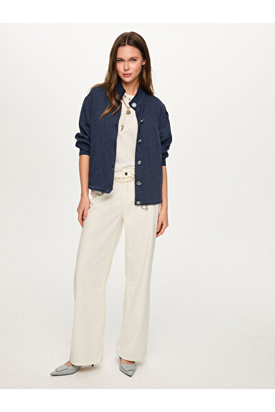 Faik Sönmez Özel Düğme Detaylı Dik Yaka Astarsız Pamuklu Ceket S26CKT044