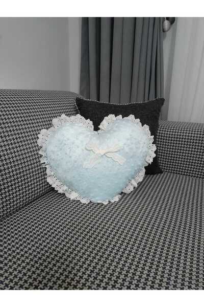 BN ÇAKİ Pelüş Pötikare Dekoratif Kalp Minder Kılıfı