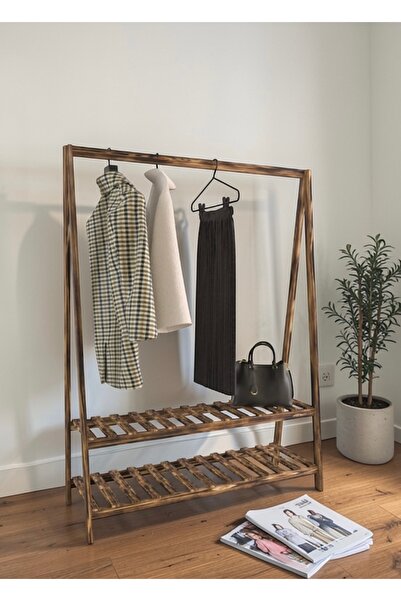 ArdaMarket Konfenksiyon elbise askılık iki raflı askılık 106 askılık ceviz renk