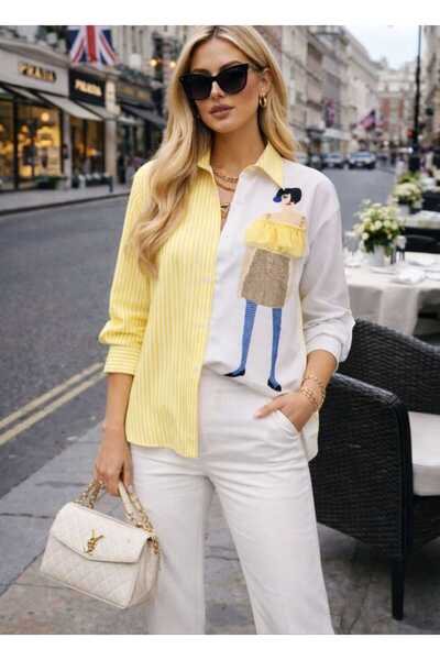 Butik Şenel Kız Baskılı Taşlı Gömlek