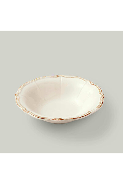 Linens Cinnamon Porselen 25 cm Salata Kasesi Ekru-Kahve