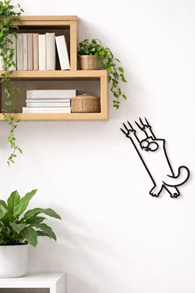 ABENOVA Tırmanan Kedi Duvar Dekoru | Modern Minimal Duvar Süsü