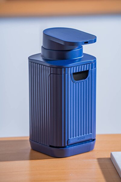 ACAR 9255 موزع صابون سائل سنوبي مع حاوية إسفنجية باللون الأزرق الداكن - 19 سم