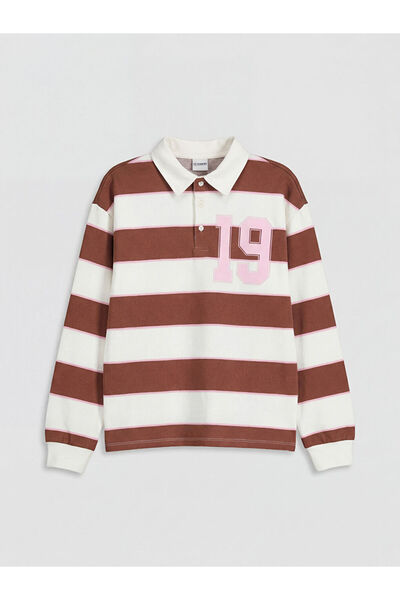 LC Waikiki LCW Kids smeđa polo majica za devojčice Prugasto