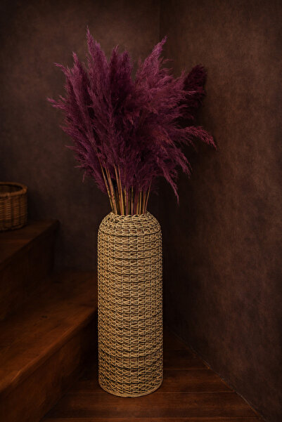 Bohem studio Bohem Hasır Örgü Dekoratif Yer Vazosu Doğal Jüt Kaplama