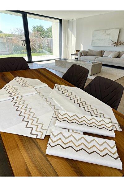 Mariabella Home Collection Laila 5 Parça Salon Takımı Runner Masa Konsol Sehp...