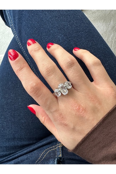 ringbox Special Series - Silver Color Three Stone Ring