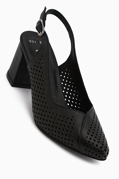 Limoya Cassie Genuine Leather Black Heeled Women's Sandals