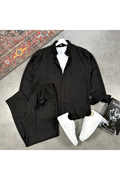 tetramoda Men's Linen Textured Shirt and Trousers Set, 2-Piece Set