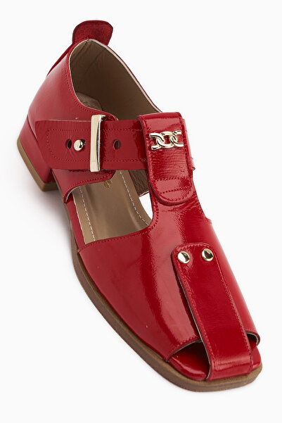 Limoya Veronica Genuine Leather Red Belted Women's Sandals