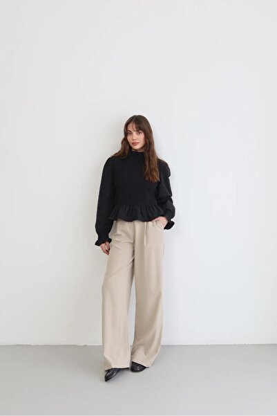 ALVOR Women's Vintage Style Gipe Detailed Balloon Sleeve Stylish Blouse