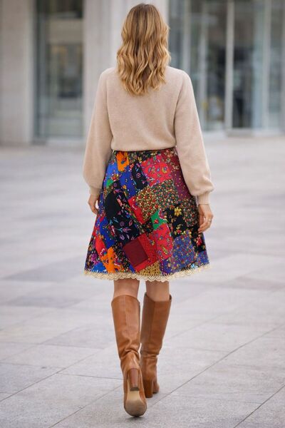 Tosbikotantik Kişiye Özel Tasarım Midi Patchwork Pazen Etek