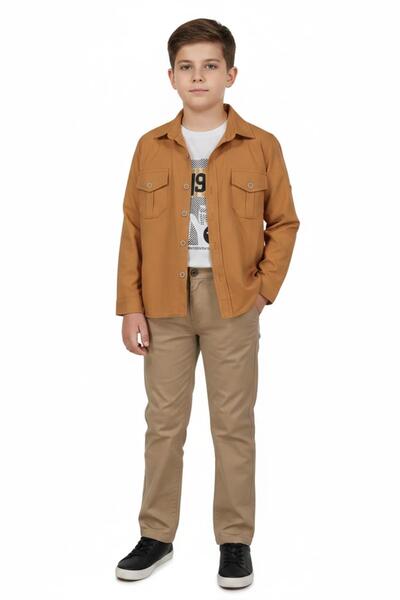 BAGLAN Boy's Pants, Shirt, T-Shirt 3-Piece Set Bgl-St05260