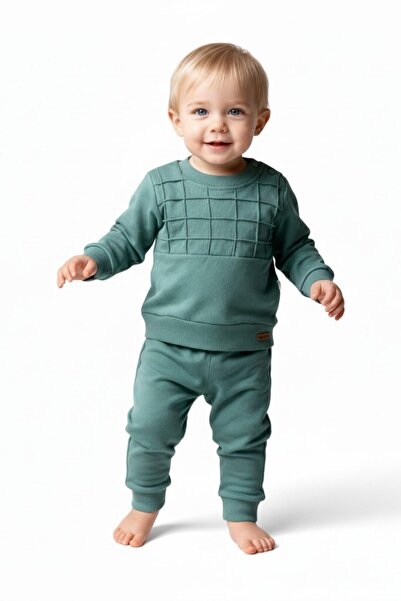 BAGLAN Boy's Front Printed Sweatshirt and Sweatpants Set Bgl-St05255