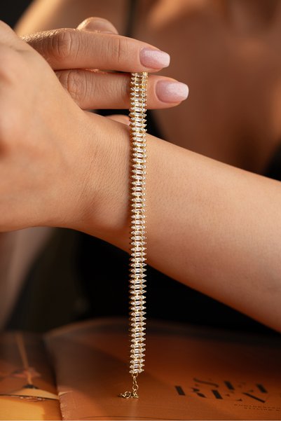 Silvano Jewelry 925 Ayar Gümüş Baget Model Suyolu Bileklik