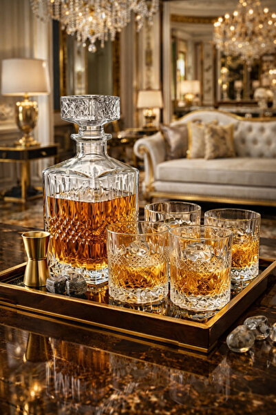 Cook Concept Set pahar și decantor pentru whisky, 4 pahare 200 ml, decantor 940 ml, sticlă transparentă, stil modern