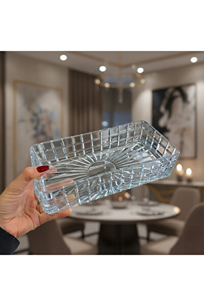 Glowvera Luxury Handcrafted Cut Crystal Glass Rectangular Appetizer and Prese...