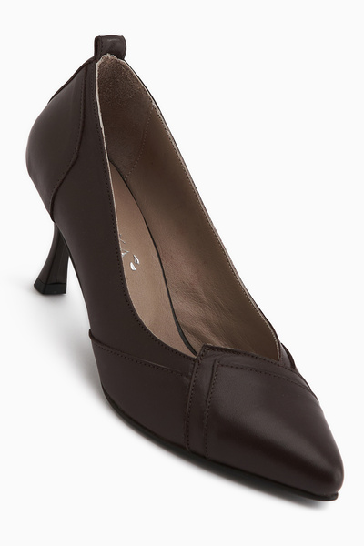 Limoya Mirella Genuine Leather Brown Women's Heeled Shoes