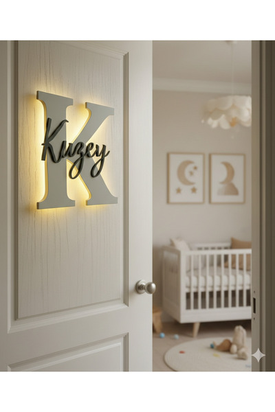 ENCİVA İsme Özel Işıklı Kapı Süsü Hastane Karşılaması Yenidoğan Hediyelik