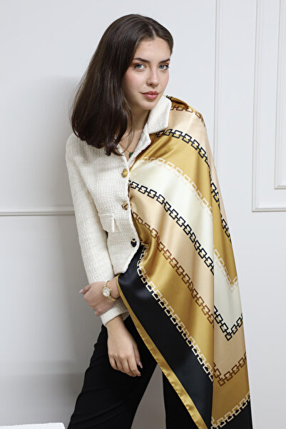 NESSCARF Zincir Desen İthal İpek Saten Eşarp