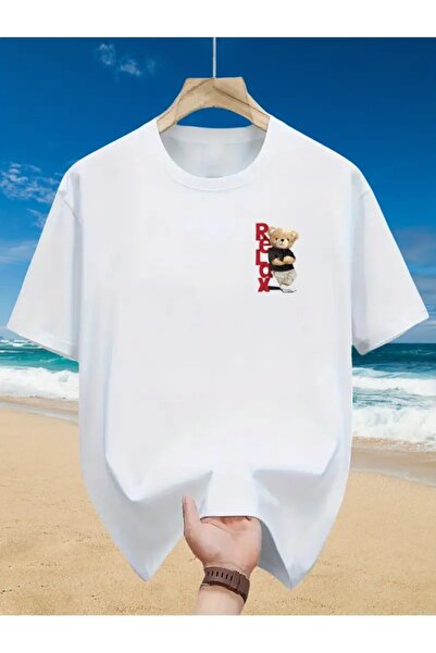 PARUNIV Men's Bear Relax T-shirt, casual style, round collar, suitable for a ...