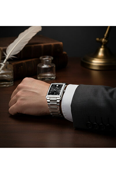 Reward Erkek Kol Saati - Kare Kasa Çelik Kordonlu Kelebek Klipsli 5 ATM Su Ge...