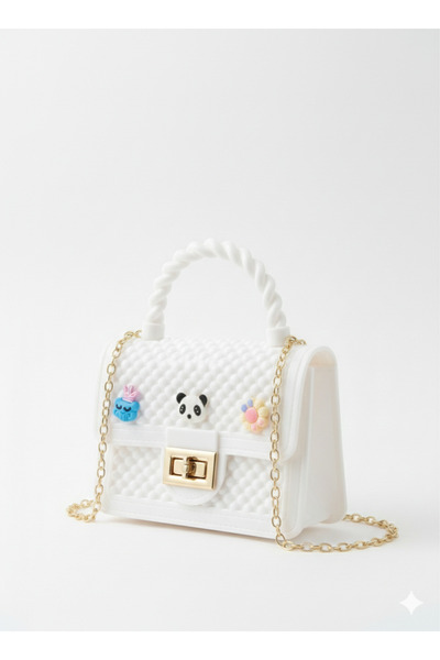 synshop Панда цвете облачно мотивирана бяла силиконова чанта през рамо за жен...